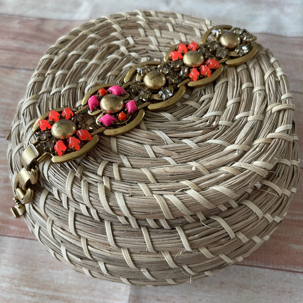 Stella & Dot antique gold neon beaded bracelet
